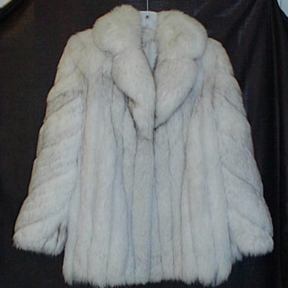 NATURAL SILVER BLUE FOX FUR JACKET     Wonderful Coat !!